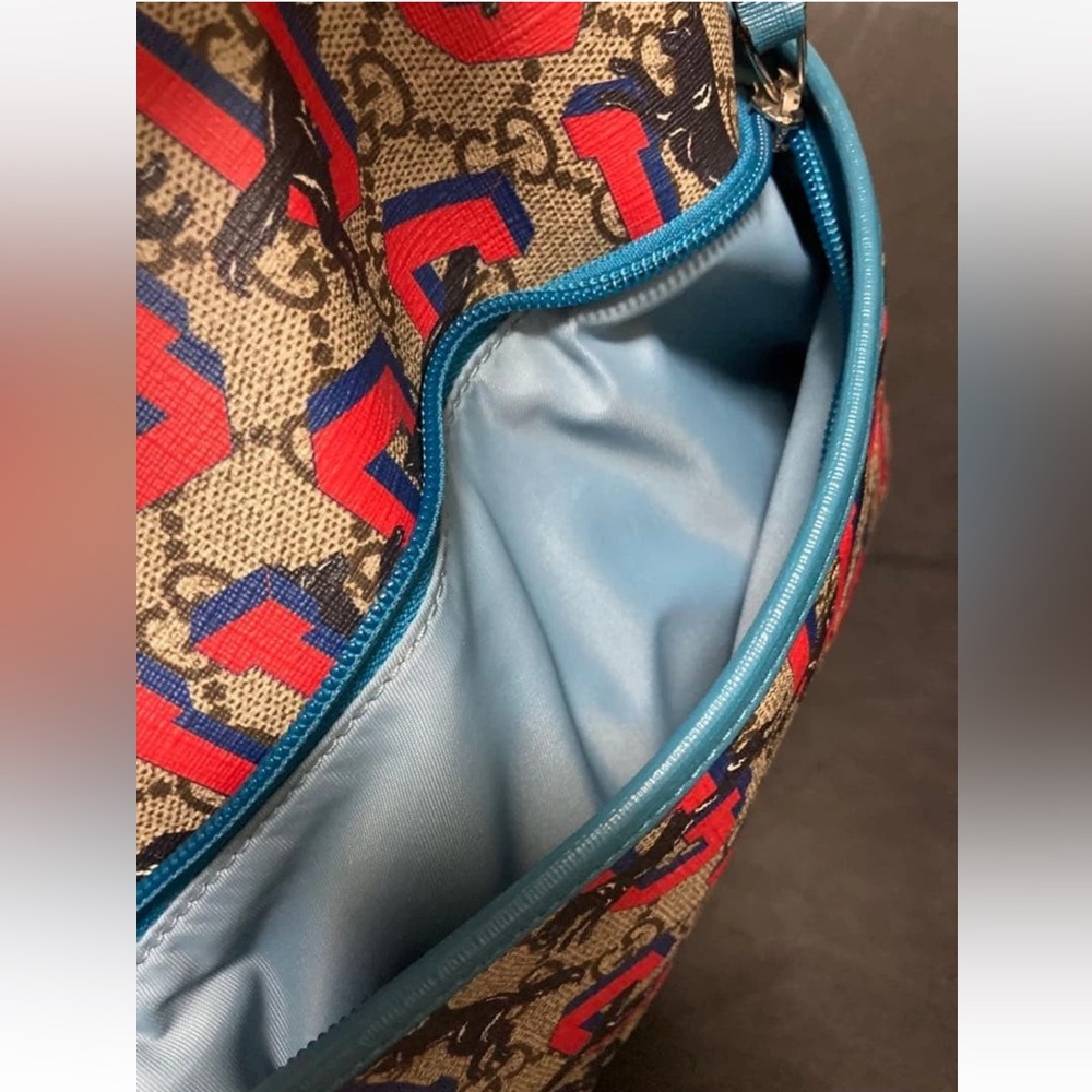Gucci Red And Blue Patterned Backpack - image 8